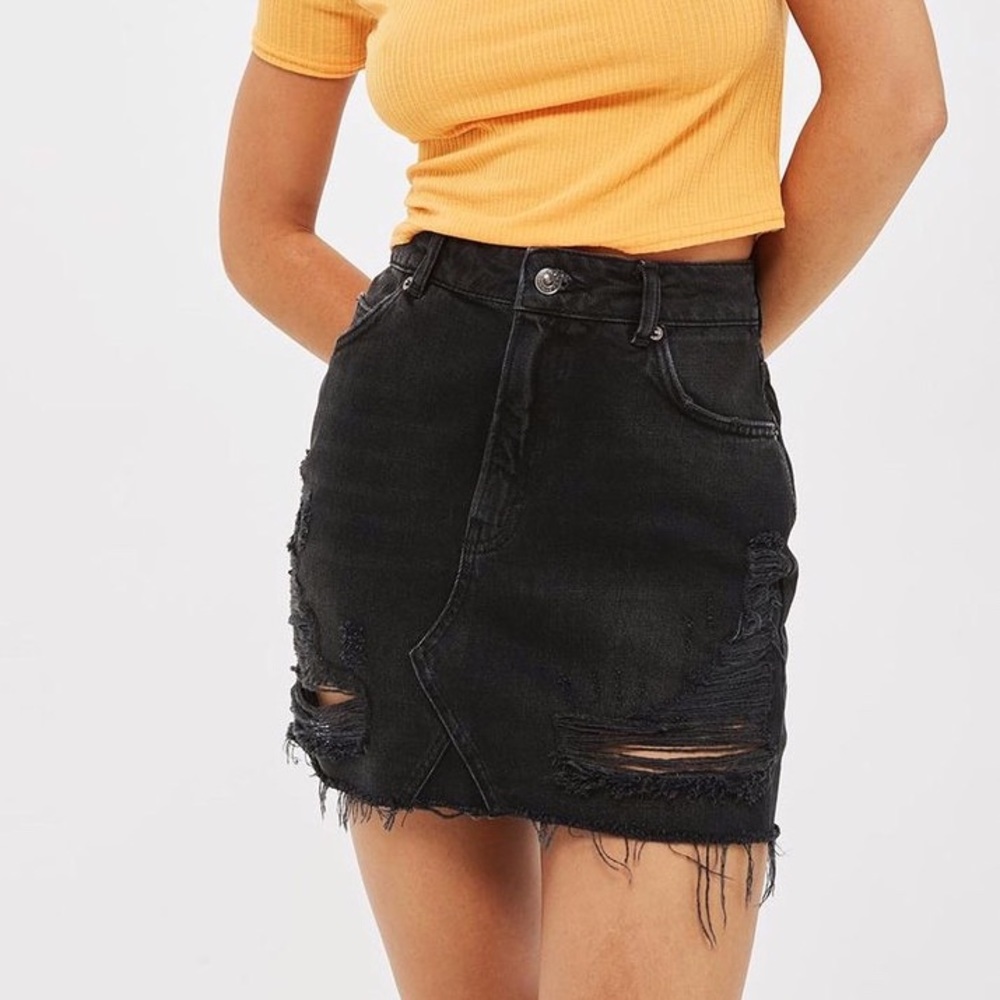 Topshop Black Denim Skirt Size 4
